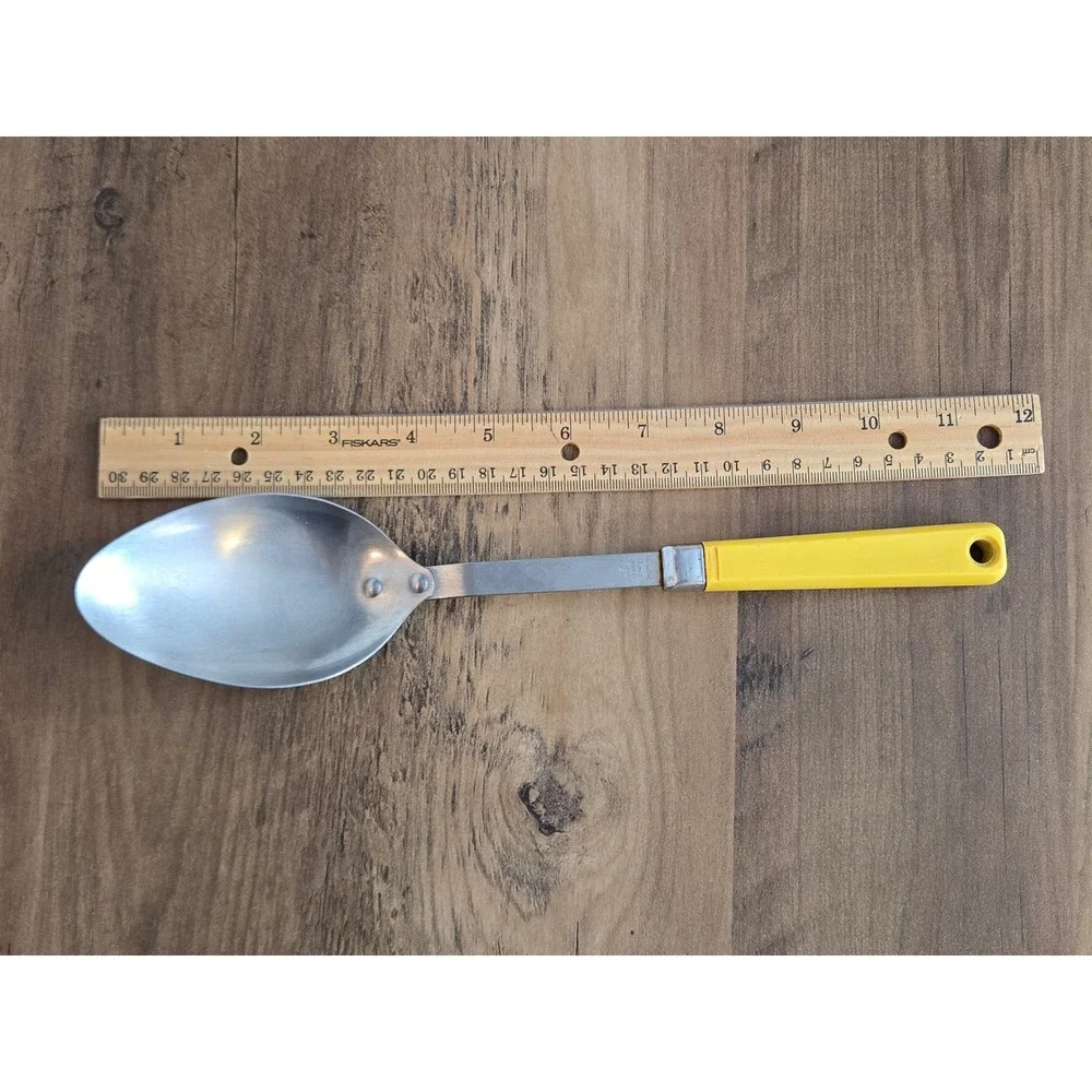 Maid of Honor Stainless Steel Serving Spoon Yellow Handle Vintage USA 11.5 Inch